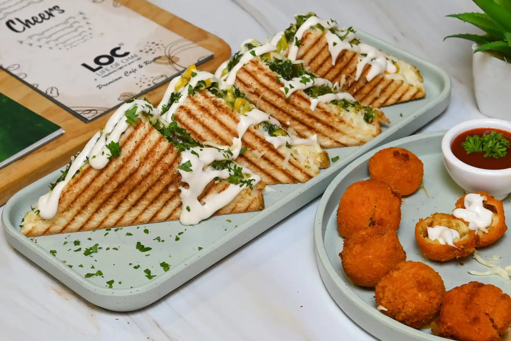 Spinach Corn Grilled Sandwich with Cheese Balls